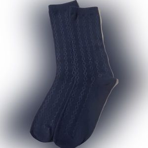 🍄Women Trouser Sock Calf Length Diamond Pattern Blue Light Blue Sock Footwear